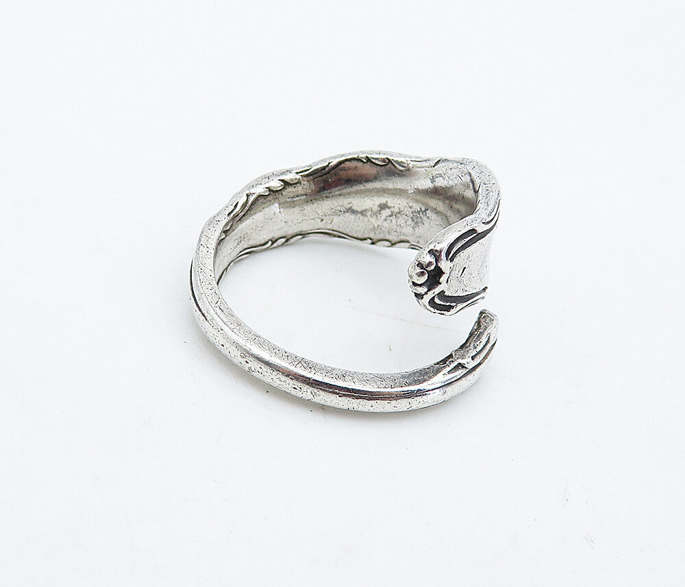 REED & BARTON 925 Sterling Silver Vintage Spoon Bypass Band Ring Sz 6.5  RG4842