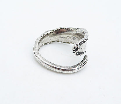 REED & BARTON 925 Sterling Silver Vintage Spoon Bypass Band Ring Sz 6.5  RG4842