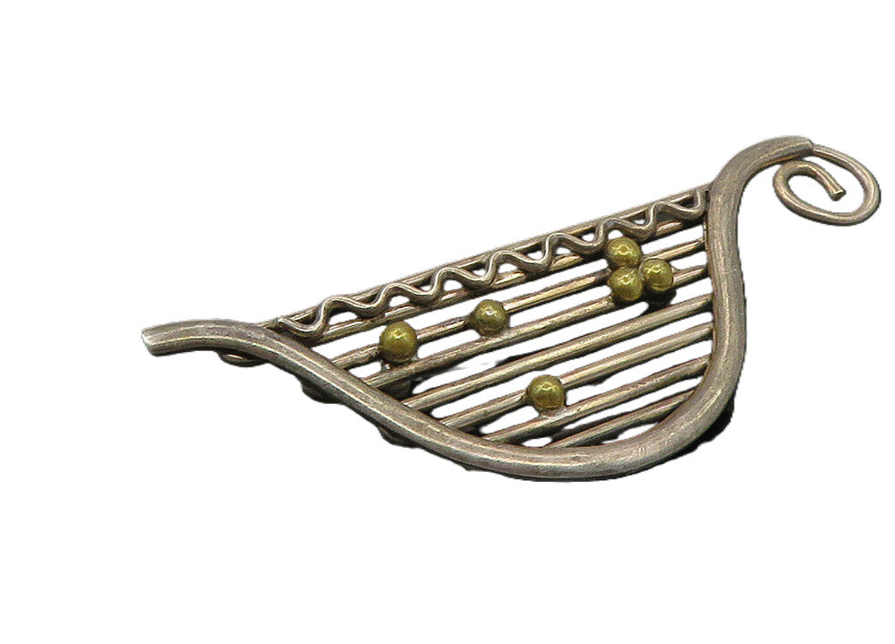 MEXICO 925 Sterling Silver  Vintage Two Tone Swirl Design Brooch Pin  BP3987