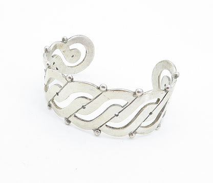 PRIETO 925 Sterling Silver Vintage Open Swirl Design Cuff Bracelet BT2777