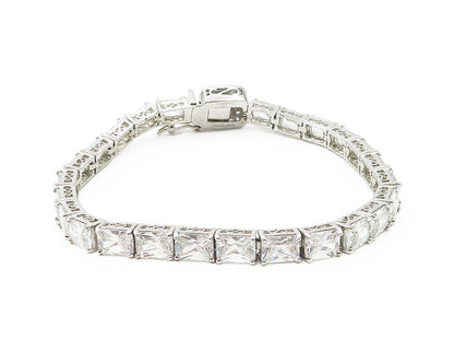925 Sterling Silver  Sparkling Cubic Zirconia Swirl Tennis Bracelet  BT4546