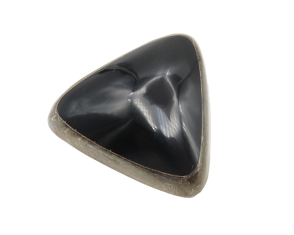 ALICIA MEXICO 925 Silver Vintage Cabochon Cut Black Onyx Brooch Pin  BP5406