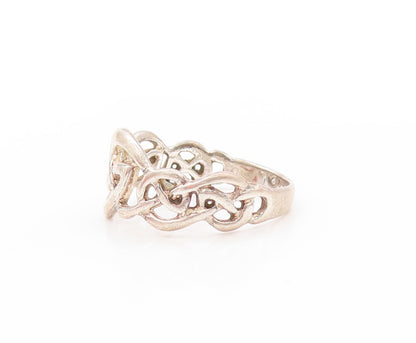 925 Sterling Silver Vintage Ring Cutout Celtic Knot Design  Sz 7  RG32910