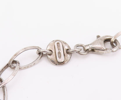 925 Sterling Silver Vintage Necklace Multi Tone Key & Spiky Orb Chain  NE4835