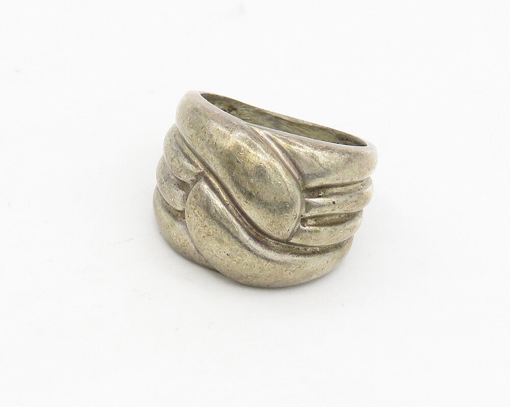 925 Sterling Silver  Vintage Shiny Fluted Detail Band Ring Sz 5  RG17624
