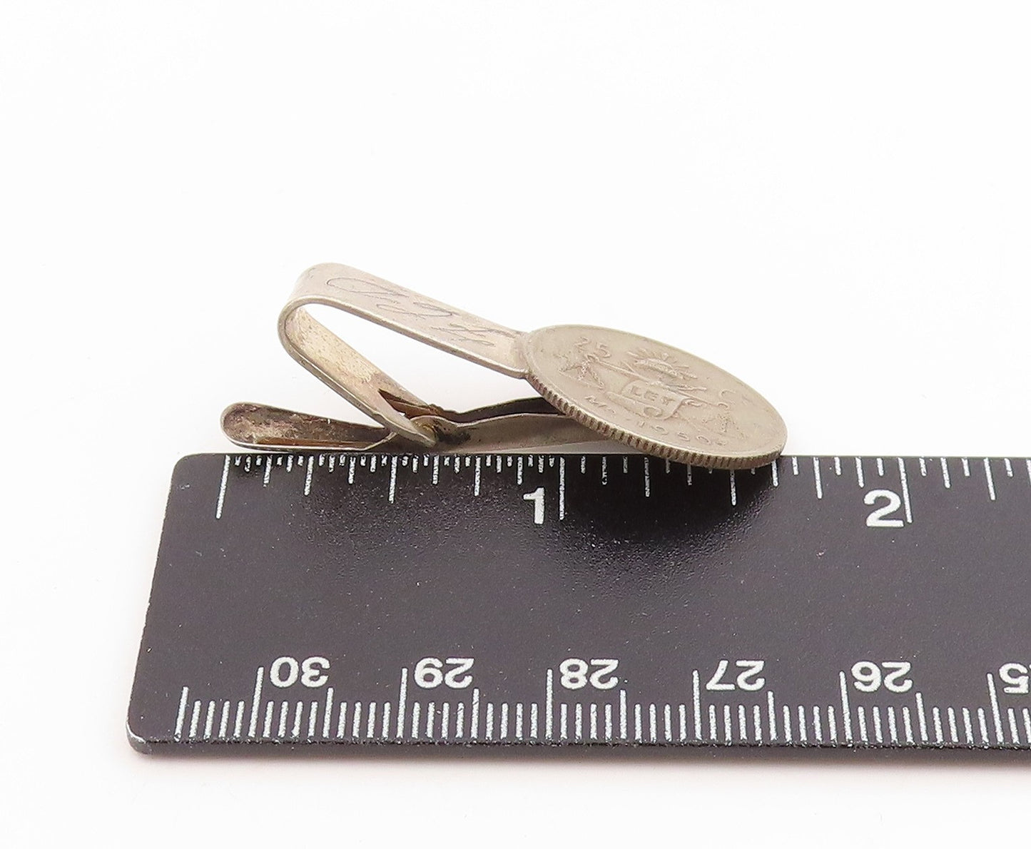 925 Sterling Silver Vintage Tie Clip Antique 1950 Legal Tender Coin Bar  TR4114
