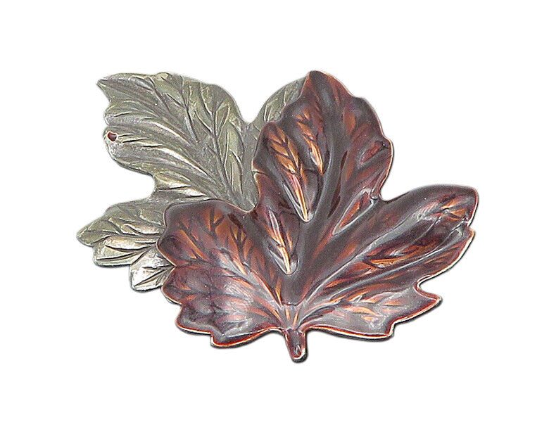 925 Sterling Silver  Vintage Enamel Coated Maple Leaf Brooch Pin  BP8652