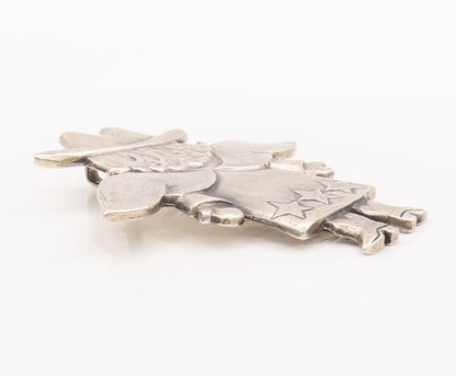 925 Sterling Silver Vintage Pendant JEEP COLLINS Carved Angle Fairy  PT23011