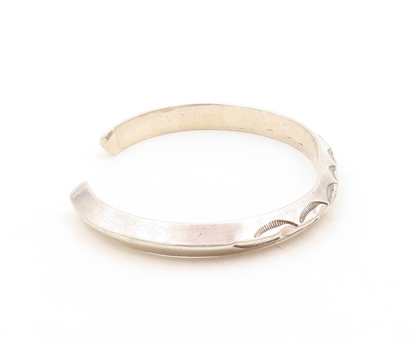 925 Sterling Silver Vintage Bracelet NAVAJO Trible Design Etched Cuff  BT10964