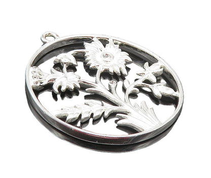 CAROLEE 925 Sterling Silver  Shiny Topaz Accent Flowers Motif Pendant  PT7183