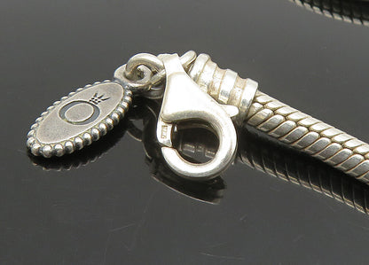 PANDORA 925 Silver   Vintage Black Onyx & Petite Pearl Chain Necklace  NE3698