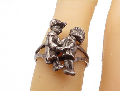 925 Sterling Silver  Vintage Oxidized Children Band Ring (MOVES) Sz 6.5 RG5740