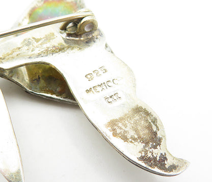 MEXICO 925 Sterling Silver  Vintage Abalone Shell Butterfly Brooch Pin  BP1338