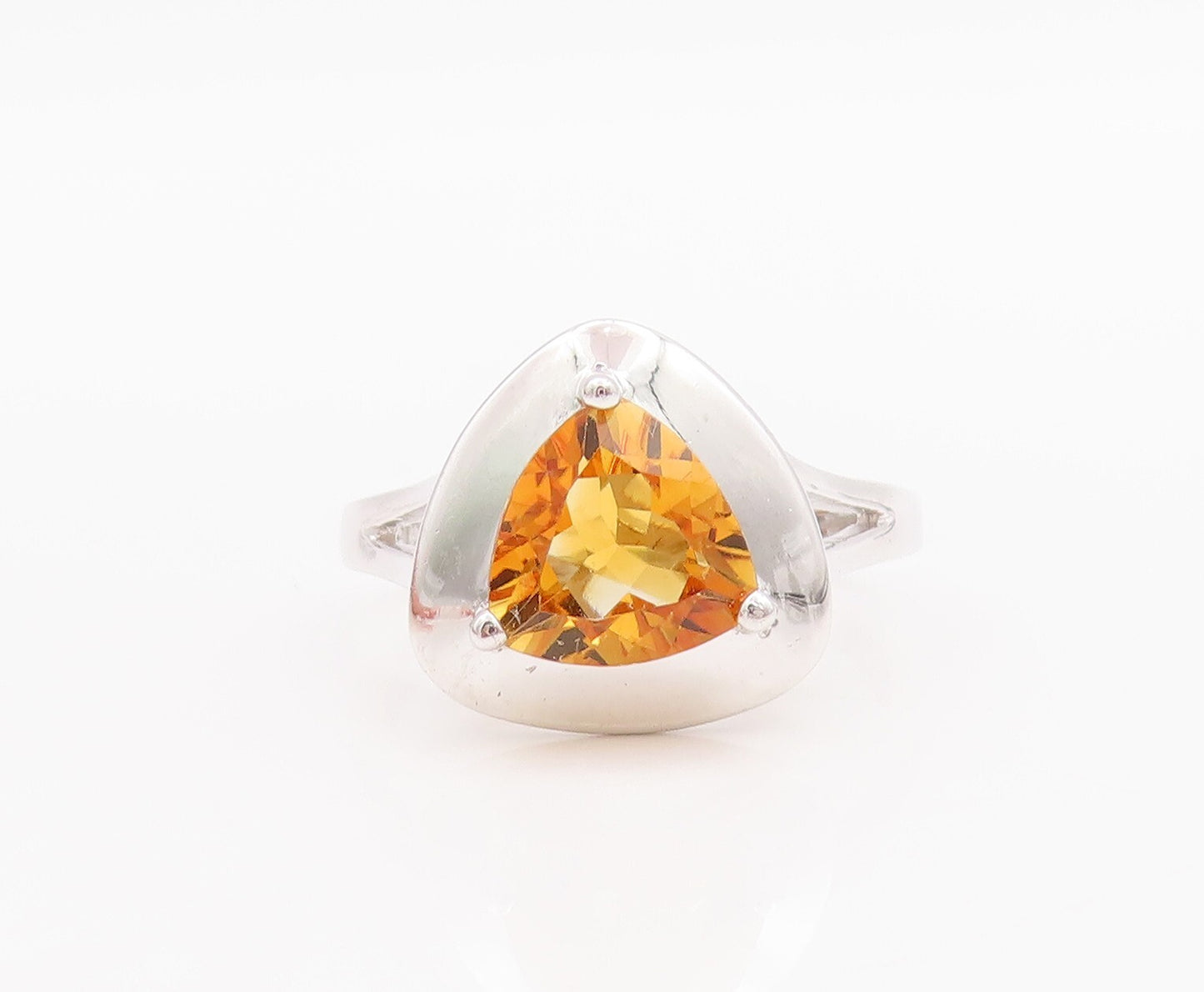 925 Sterling Silver Vintage Ring Minimalist Triangle Cut Citrine  Sz 7  RG29214