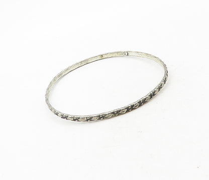 925 Sterling Silver  Vintage Dark Tone Raised Pattern Bangle Bracelet  BT4057