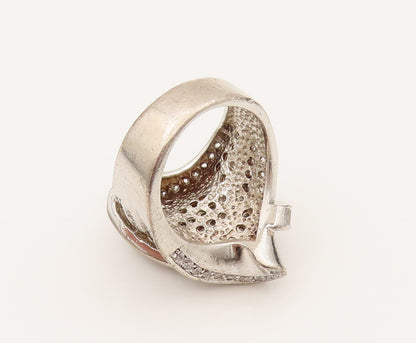 925 Silver  Vintage Multi Cubic Zirconia Modernist Knot Ring Sz 7  RG26380