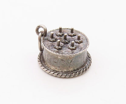 DANECRAFT 925 Sterling Silver  Vintage Happy Birthday Cake Pendant  PT18862
