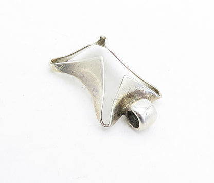 925 Sterling Silver  Vintage Shiny Modernist Designed Dome Pendant  PT3751