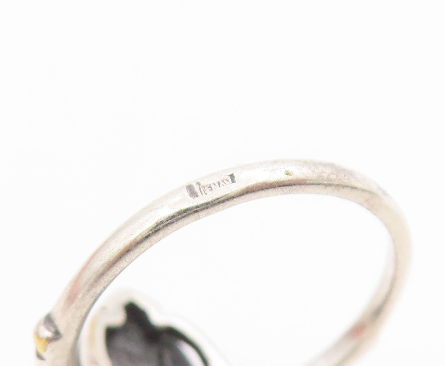 925 Sterling Silver Vintage Ring EUROPE Amethyst Open Floral Band  Sz 8  RG34648