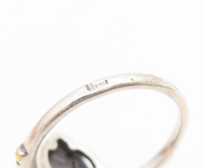 925 Sterling Silver Vintage Ring EUROPE Amethyst Open Floral Band  Sz 8  RG34648
