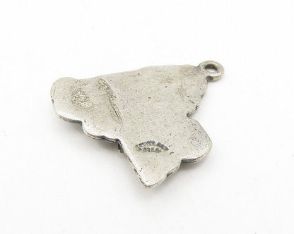 925 Sterling Silver  Vintage Oxidized New York State Map Drop Pendant  PT9227