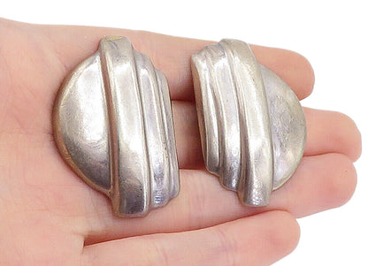 MEXICO 925 Sterling Silver  Vintage Modernist Non Pierce Drop Earrings  EG2701