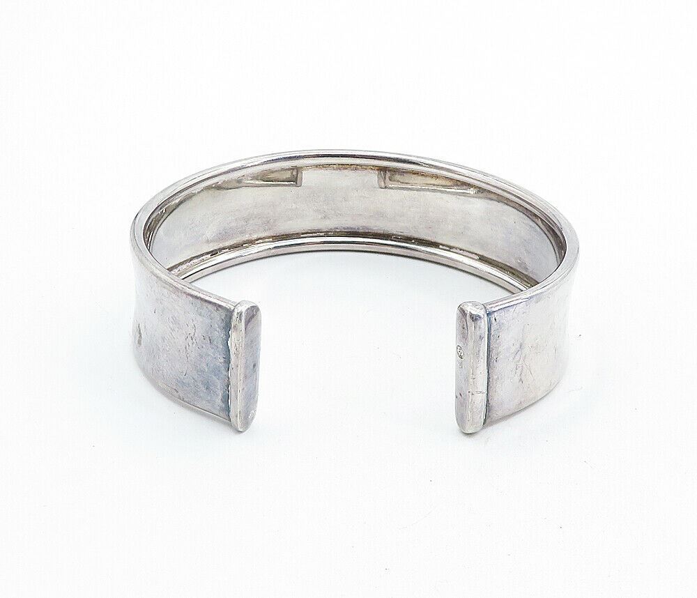 925 Sterling Silver  Vintage Dark Tone Minimalist Shiny Cuff Bracelet  BT2569
