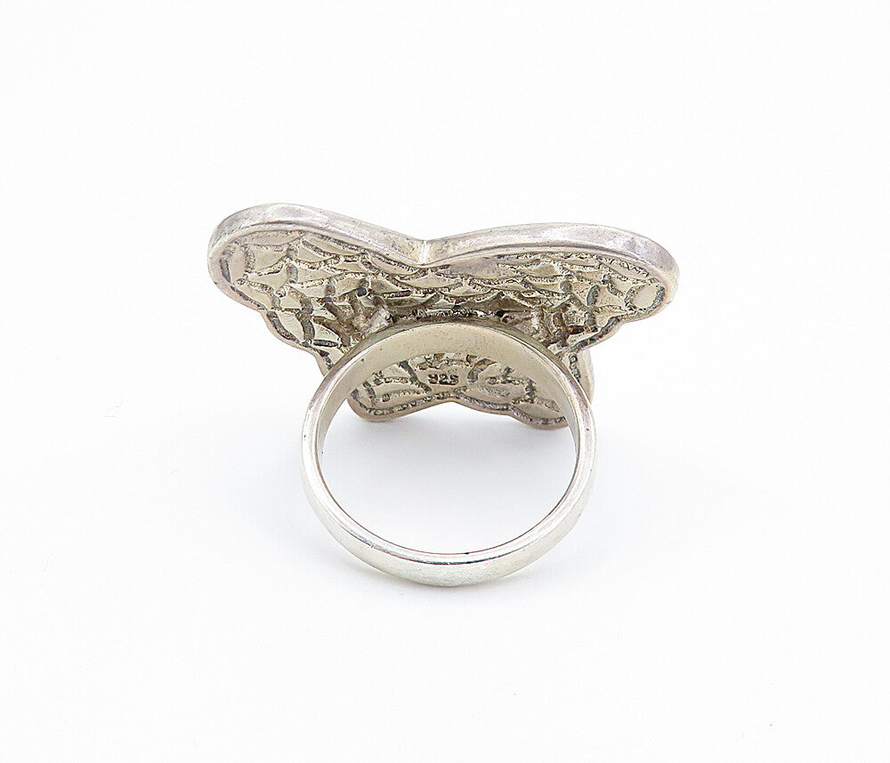 925 Sterling Silver  Mother Of Pearl Butterfly Cocktail Ring Sz 8  RG7896