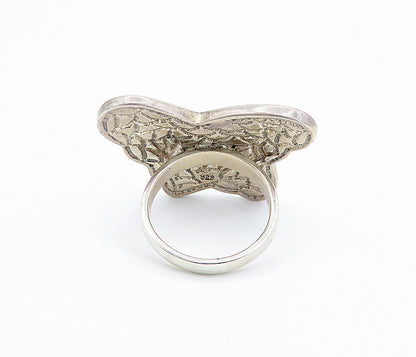 925 Sterling Silver  Mother Of Pearl Butterfly Cocktail Ring Sz 8  RG7896