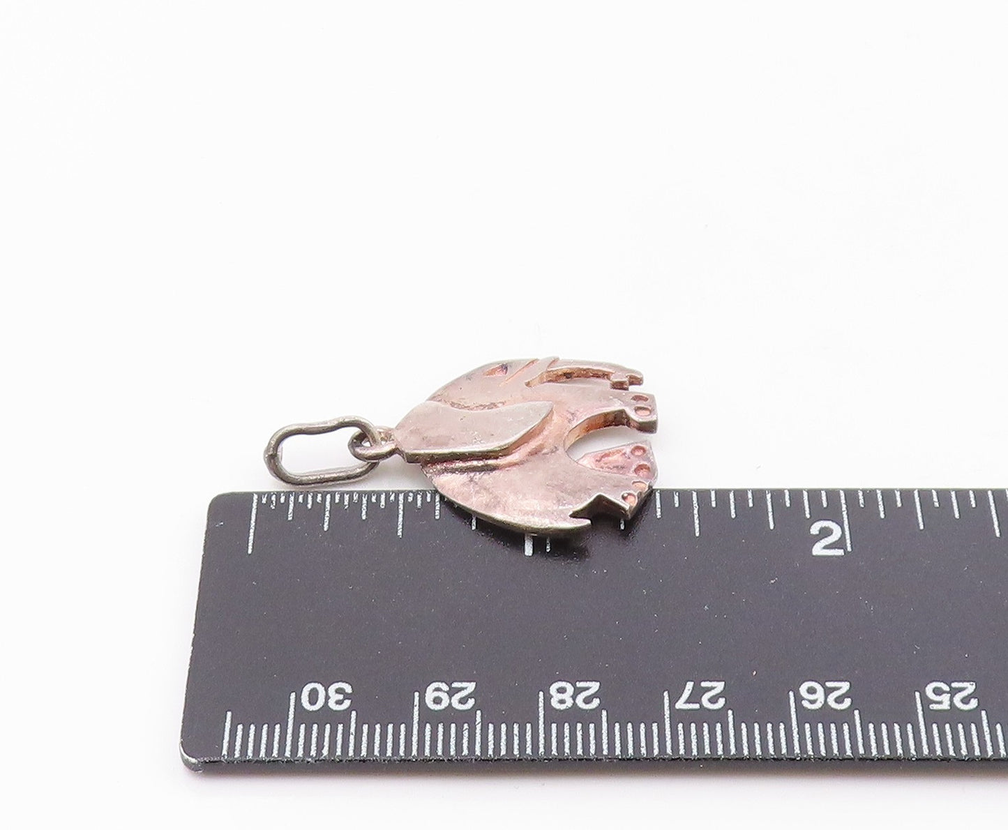 925 Sterling Silver  Vintage Shiny Dark Tone Elephant Motif Pendant  PT7198