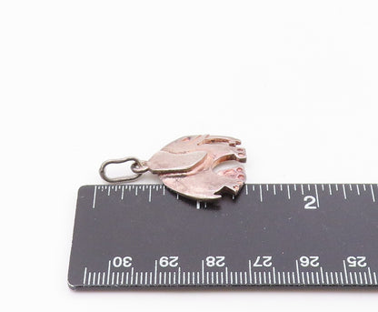 925 Sterling Silver  Vintage Shiny Dark Tone Elephant Motif Pendant  PT7198