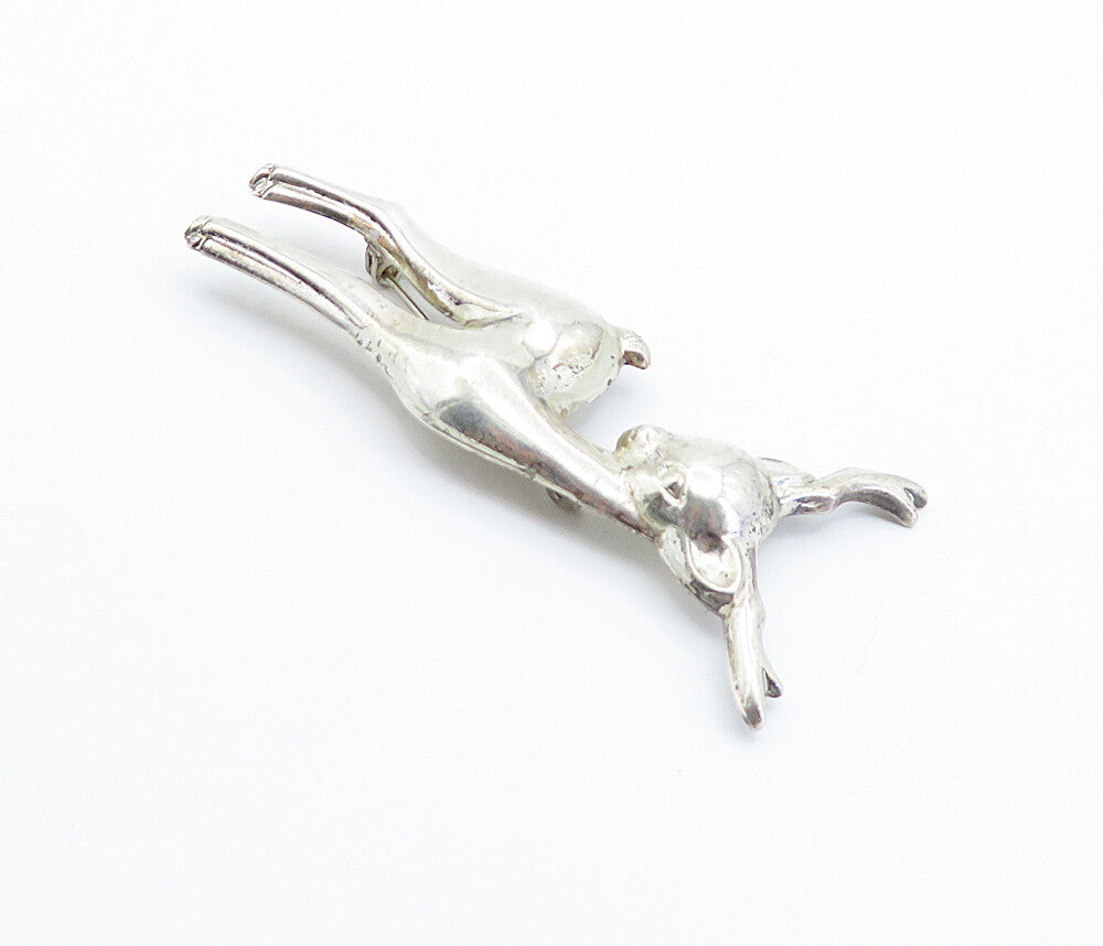 SB 925 Sterling Silver Vintage Shiny Baby Deer Motif Brooch Pin BP2836