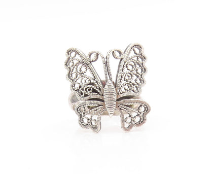925 Sterling Silver Vintage Ring Elegant Butterfly Cut Out Band  Sz 8.5  RG34194