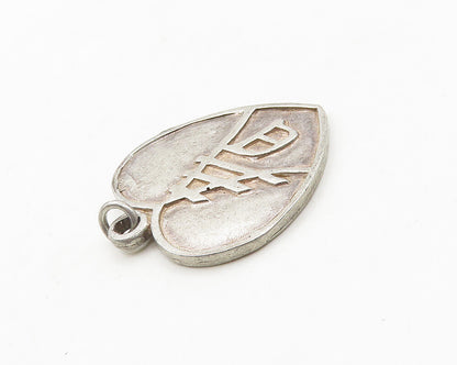 925 Sterling Silver  Vintage Raised Detail Love Heart Drop Pendant  PT15066