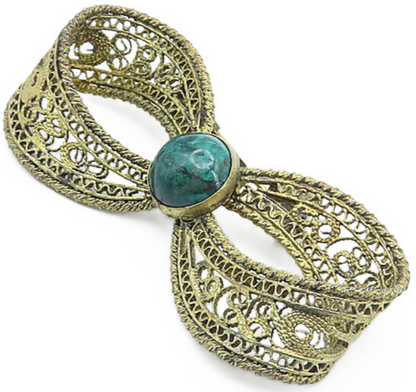 ISRAEL 925 Sterling Silver  Vintage Eilat Filigree Bow Tie Brooch Pin  BP2939