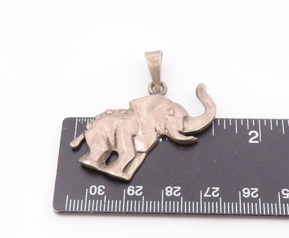 925 Sterling Silver  Vintage Baby Elephant With Trunk Up Pendant  PT21892
