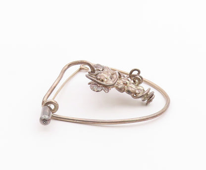 925 Silver  Vintage Spiral Wrapped Grape Cluster Dangle Brooch Pin  BP9959