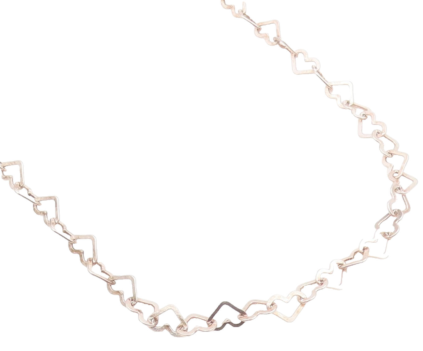 925 Sterling Silver Vintage Necklace Interlocking Hollow Love Hearts Link NE4735