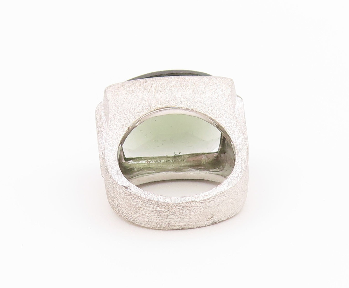 925 Sterling Silver Vintage Ring Faceted Green Amethyst Band  Sz 6  RG36420