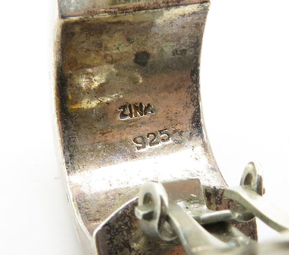 ZINA 925 Sterling Silver  Vintage Smooth Curved Non Pierce Earrings  EG8317