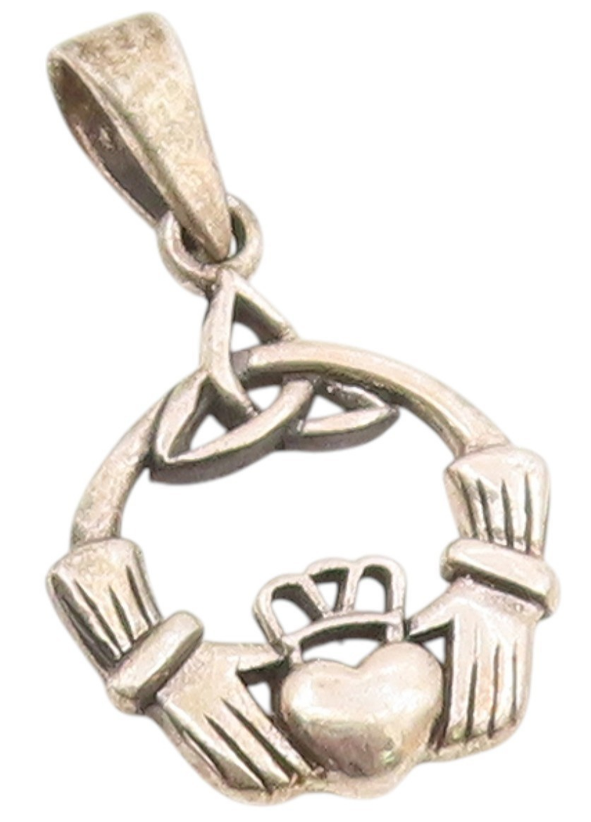 925 Sterling Silver  Vintage Celtic Knot & Claddagh Pendant  PT21226