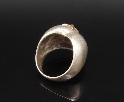 14K GOLD & 925 Silver  Vintage Minimal Love Heart With X Ring Sz 5.75  RG26072