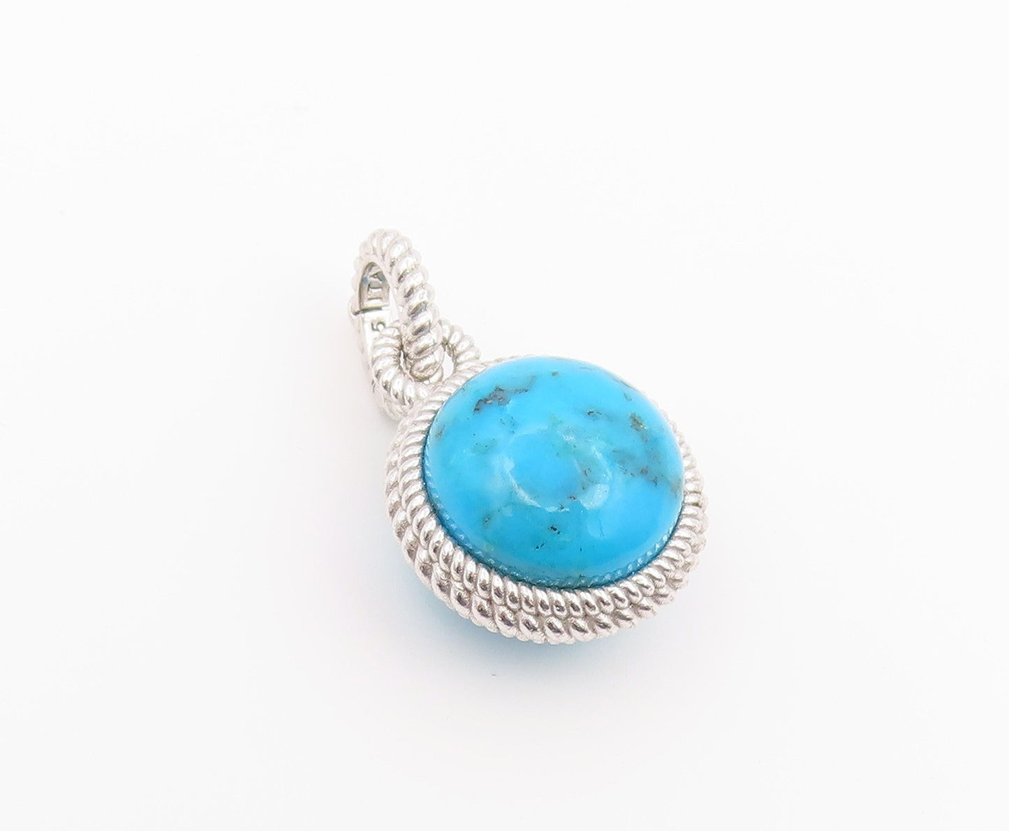 925 Sterling Silver Vintage Pendant JUDITH RIPKA Cabochon Turquoise Orb  PT26589
