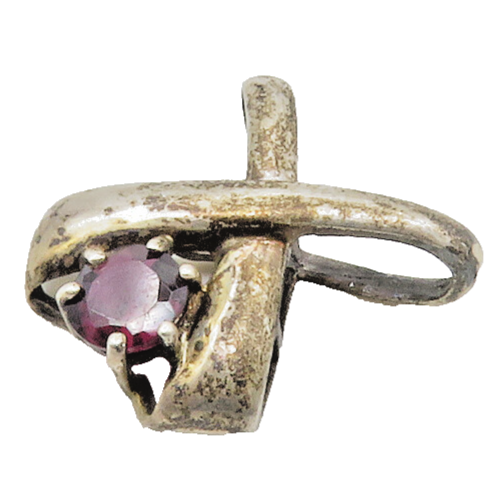 925 Sterling Silver  Vintage Prong Set Garnet Crossed Slide Pendant  PT13594
