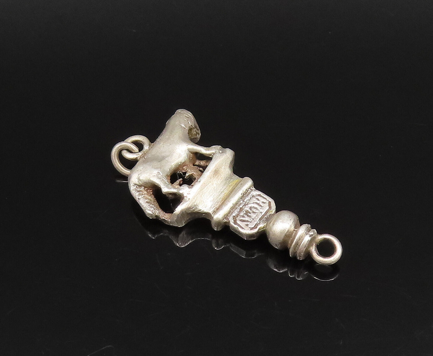 925 Sterling Silver  Vintage Sculpted Animal On Top Of Pillar Pendant  PT21743