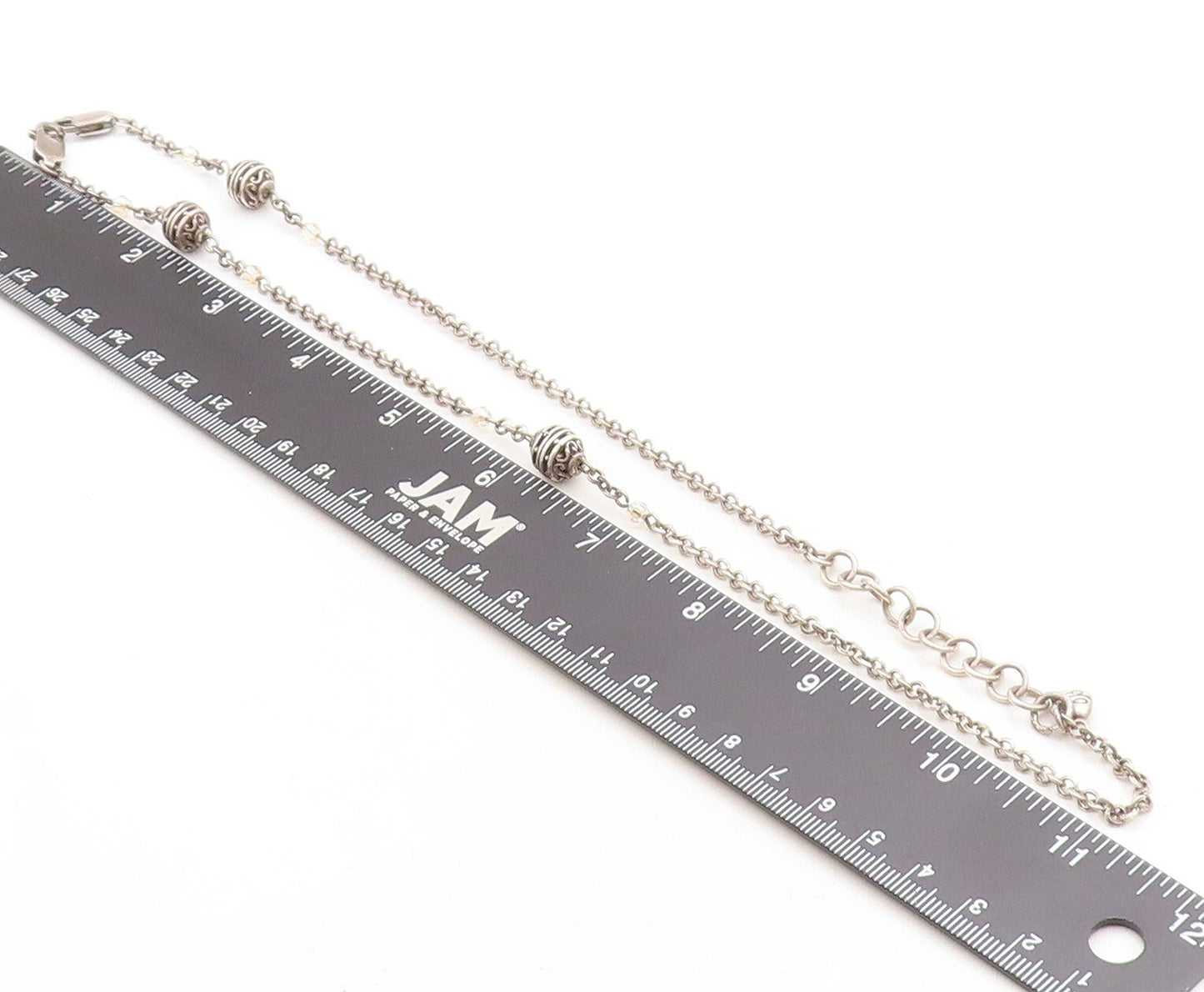 925 Sterling Silver  Vintage Dark Tone Swirl Detail Chain Necklace NE1442
