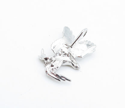 925 Sterling Silver  Vintage Shiny Etched Detail Flying Eagle Pendant  PT4220