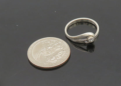 POLAND 925 Silver  Vintage Shiny Cubic Zirconia Loop Band Ring Sz 7.5  RG21018