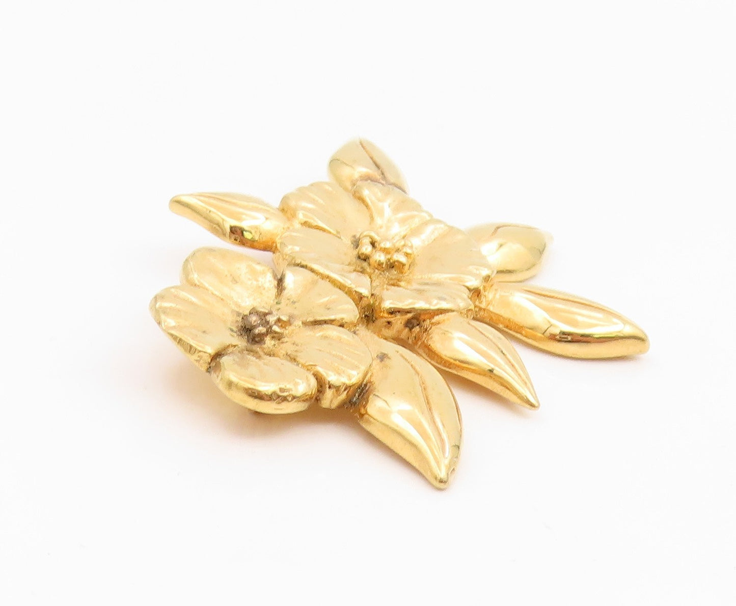 925 Sterling Silver Vintage Brooch Gold Plated HAND & HAMMER Floral Pin  BP12354