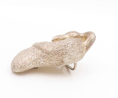 Solid Silver Vintage Belt Buckle CZ Eyed Large Pelican Bird Heavy TR3965